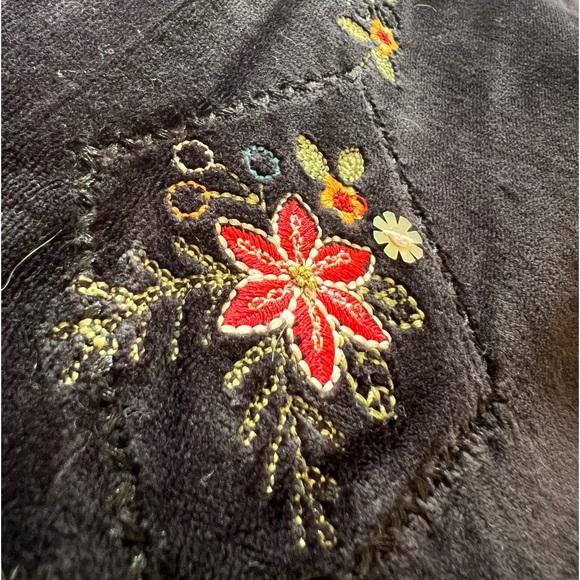 ALFRED DUNNER Black Velvet‎ Jacket Embroidered Cotton Blend  14 zip up vintagee - Picture 7 of 13
